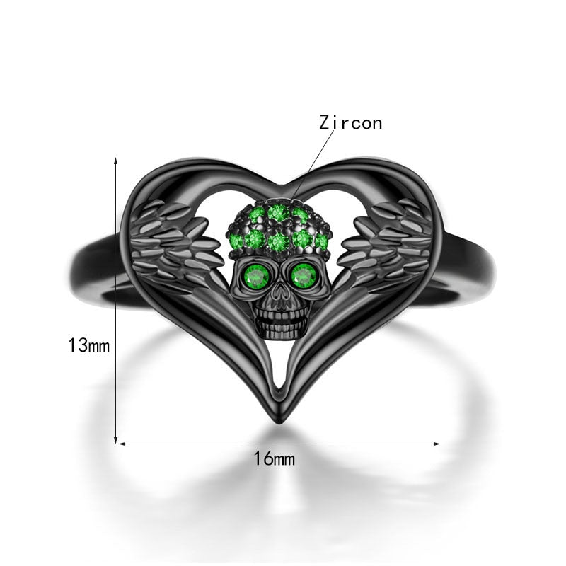 Angel Skull Love Heart Zircon Crystals Ring Wedding