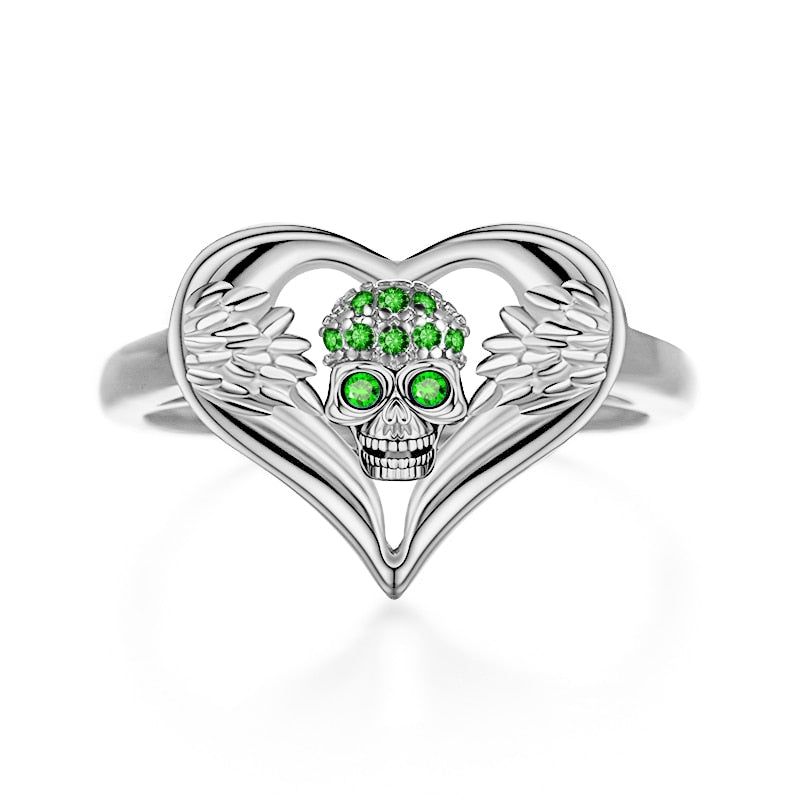 Angel Skull Love Heart Zircon Crystals Ring Wedding