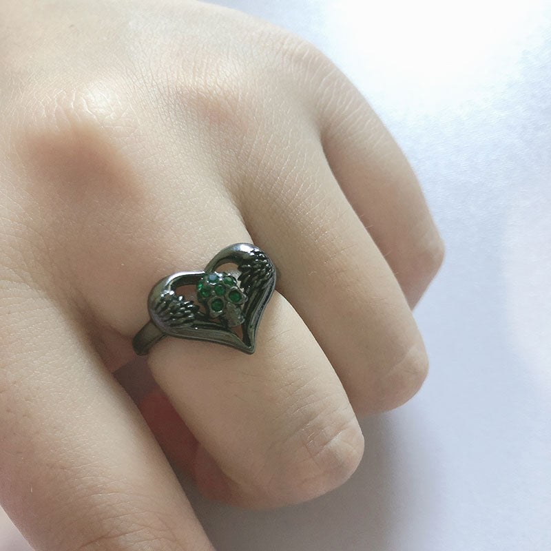 Angel Skull Love Heart Zircon Crystals Ring Wedding