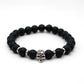 Antique Gold Color Skeleton Skull Bracelet Men With Black Lava Stone Bead Bracelets Pulseira Masculina HS-1