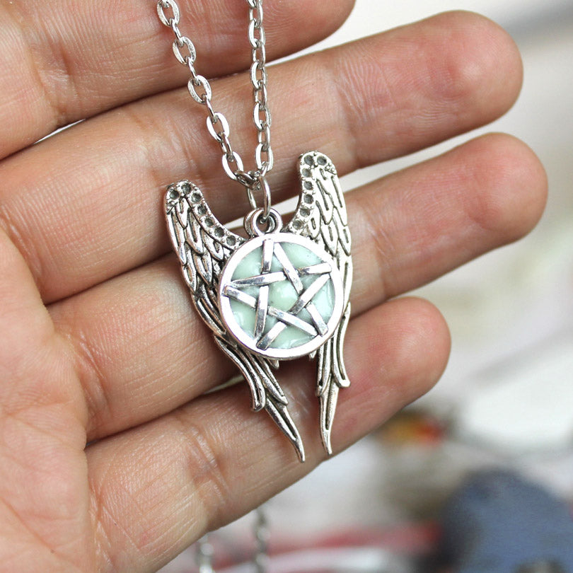 Angel Wings Pendant Supernatural Necklace Women Jewelry Luminous Necklace GLOW in the DARK gift