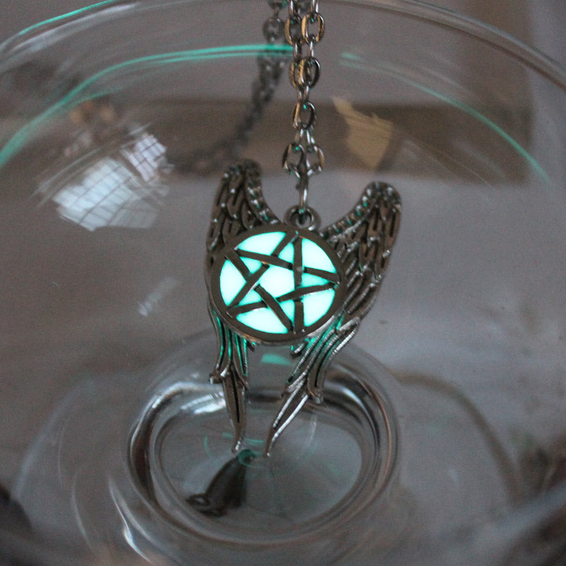 Angel Wings Pendant Supernatural Necklace Women Jewelry Luminous Necklace GLOW in the DARK gift