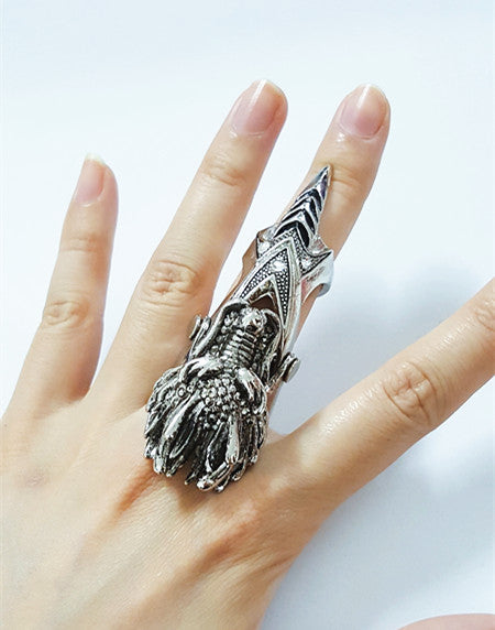 Antique Silver Punk Gothic Skull Head Women And Men's Alloy Claw Spike Armor Knuckle Joint Full Finger Ring dropshipping for men