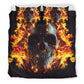 Flaming skull bedding cover set KING QUEEN KING