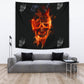 Flaming skull tapestry