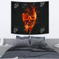 Flaming skull tapestry