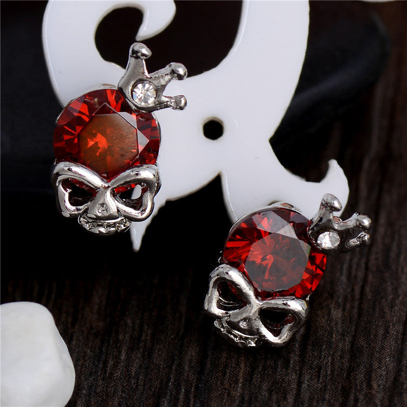 Special Skull With Imperial crown Shape 1pair Silver Color CZ Cubic Zirconia Stud Earrings For Women Wholesale