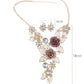 Crystal  Rose Flower Leaf Jewelry Sets For Women