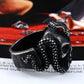 retro style stainless steel Vintage snake ring with red stone devil skull biker exquisite jewelry for man  BR8-440