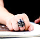 Brand Design Cool Cross Skull Ring For Man Stainless Steel Personality Biker Punk Man's Jewelry  BR8-361