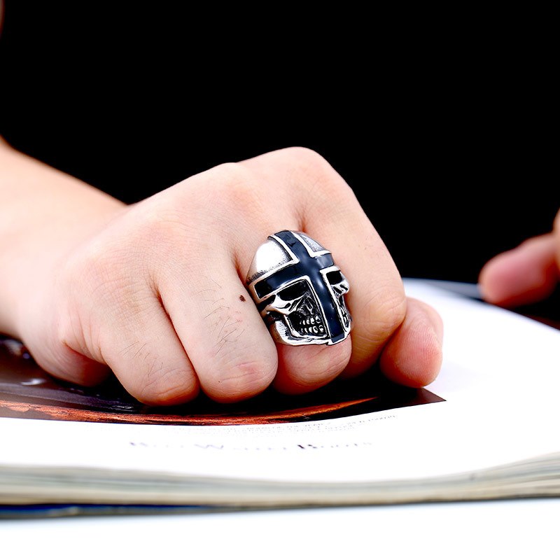 Brand Design Cool Cross Skull Ring For Man Stainless Steel Personality Biker Punk Man's Jewelry  BR8-361