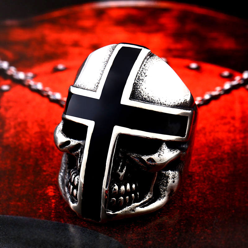 Brand Design Cool Cross Skull Ring For Man Stainless Steel Personality Biker Punk Man's Jewelry  BR8-361