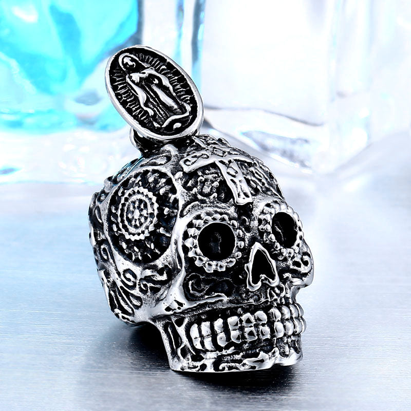 Gothic Carving Pendant Necklace  Stainless Steel Skull Jewelry