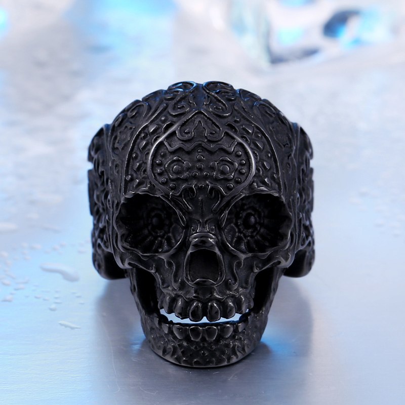 Wholesale Classic Garden Flower Skull Ring For Man Stainless Steel Man's Punk Style Jewelry BR8-071 US Size