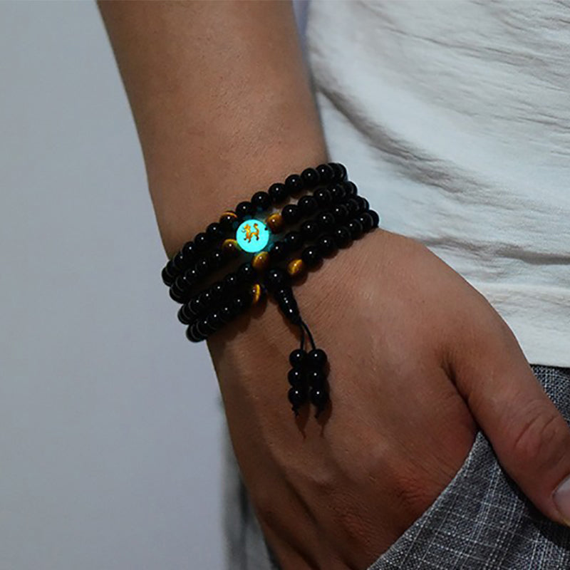 Dragon Black Buddha Beads Bangles & Bracelets Handmade Jewelry Ethnic Glowing in the Dark Bracelet for Women or Men 2018