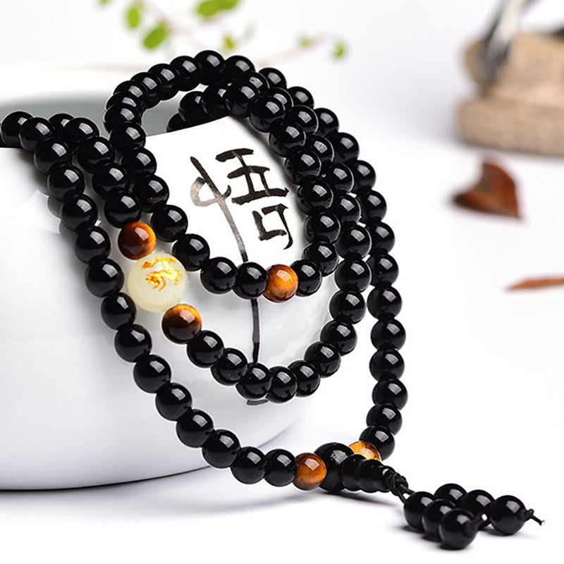 Dragon Black Buddha Beads Bangles & Bracelets Handmade Jewelry Ethnic Glowing in the Dark Bracelet for Women or Men 2018