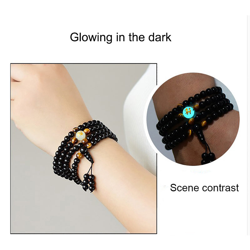 Dragon Black Buddha Beads Bangles & Bracelets Handmade Jewelry Ethnic Glowing in the Dark Bracelet for Women or Men 2018