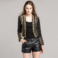 Baroque Ladies Jackets Autumn New Gothic Fashion Full Sleeve Gold Line Metal Button Black Cardigan Women Luxury Jacket