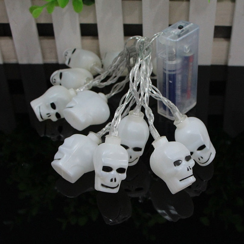 Battery Operated 3D Plastic 1M 10leds Skull Ghost Shaped LED String Lights Halloween Holiday Indoor Decoration Lanterns lights