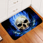 Flame Skull Bathroom Rug Non-slip Gothic Kitchen Carpet Blue Fire Door Mats Indoor