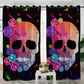 Geometric Skull Living Room Curtains Gothic Colorful Curtain for Bedroom Rose Floral Window Treatment Drapes