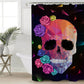 Geometric Skull Shower Curtain Waterproof Polyester Gothic Colorful Rose Floral Bath Curtain With Hooks