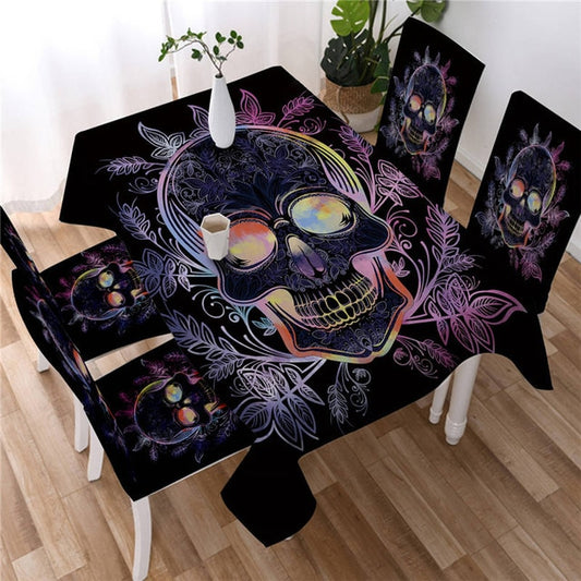 Sugar Skull Tablecloth Gothic Colorful Waterproof Table Cloth Rose Floral
