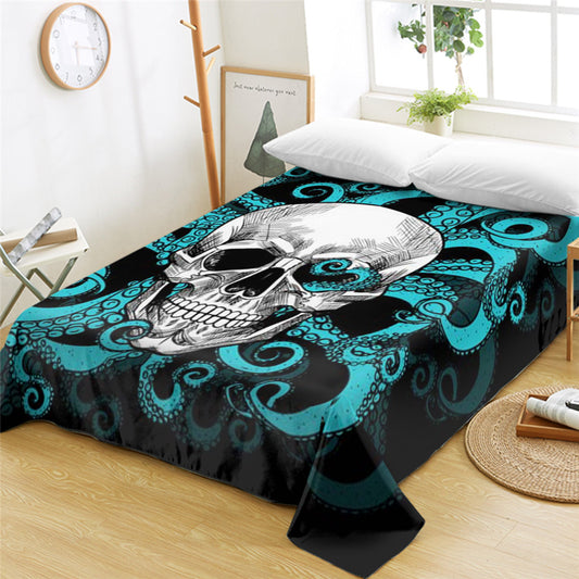Skulls Bed Sheets Octopus Tentacles Hand Flat Sheet Gothic Bedding