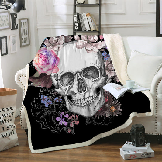 BeddingOutlet Sugar Skull Blanket for Beds Floral Roses Thin Quilt Fashionable Bedspread 130x150cm Fleece Throw Blanket