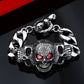 Stainless Steel bracelet red eyes stone skull Bracelet for Man punk bike Carved pattern high quality gift LLBC8-021R