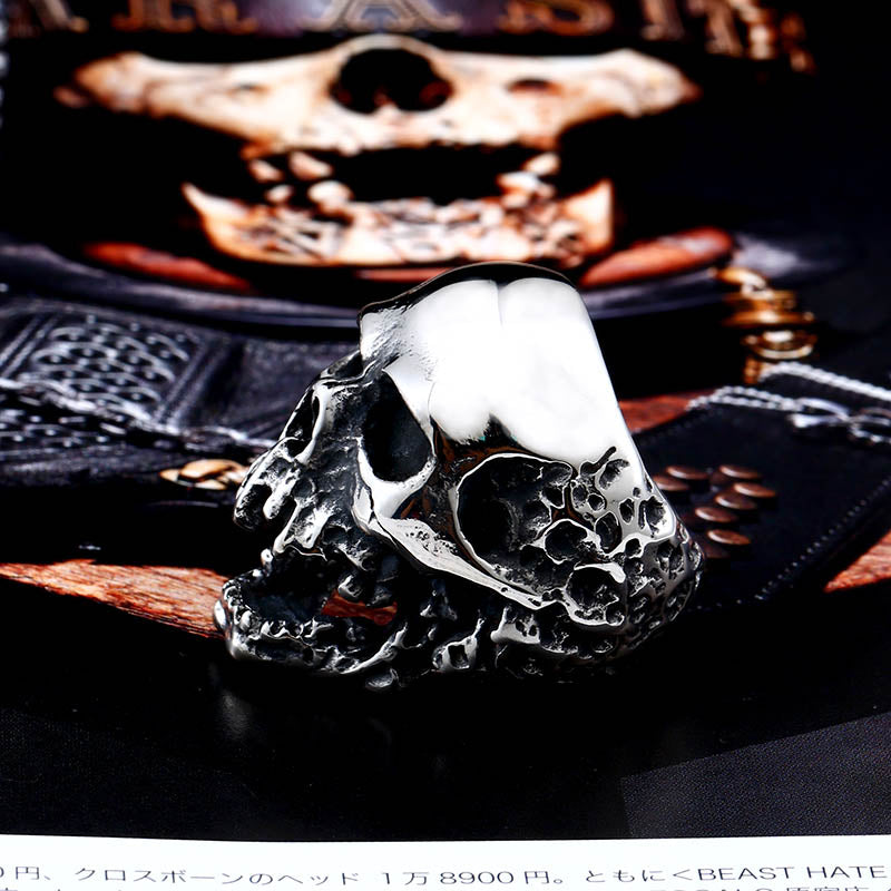 Unique Original Style Big Skull For Man Stainless Steel Punk Rock Male Personality Ring halloween party supplies BR8-382