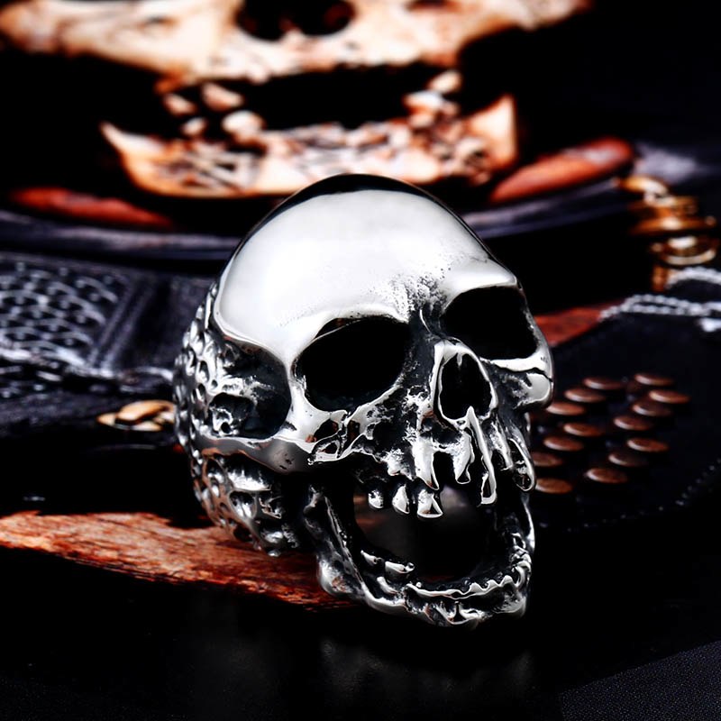 Unique Original Style Big Skull For Man Stainless Steel Punk Rock Male Personality Ring halloween party supplies BR8-382