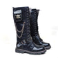 Black Army Gothic Boots Men Military Combat Metal Skull Buckle Motorcycle Punk High Leather Men's Shoes Rock Bota Masculina Hot