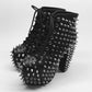 Black Genuine Leather Women Ankle Boots Platform Spike Winter Botas Mujer Punk Design Bottine Femme Shoes Woman Short Botines
