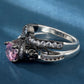 Black Skull Ring Set 925 Sterling Silver Color Fashion Wedding & Engagement Crystal Ring Set Jewelry For Women