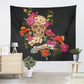 Boho Sugar Skull Tapestry Rose Flowers Feather Print Wall Hanging