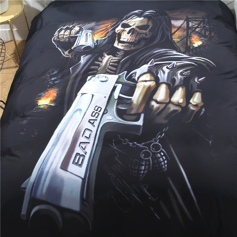 Black Skull Bedding Set Duvet Cover King Size Skull
