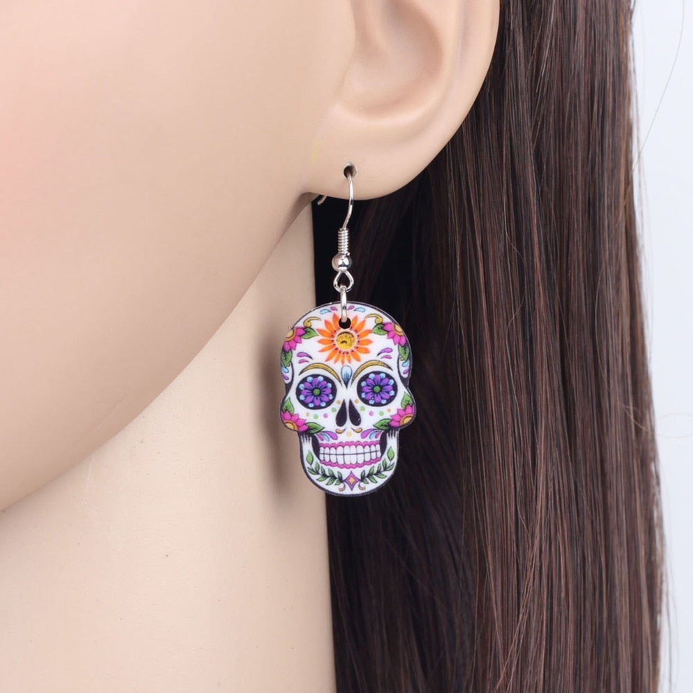 Skeleton Skull Earrings Big Long Punk Fashion Jewelry