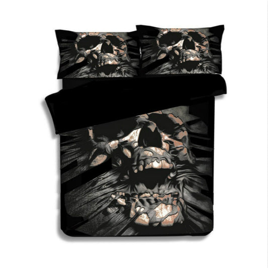 Brand Black 3D Skull Bedding Sets With Duvet Cover Bedclothes Single Full Queen King Size 3PCS New Design