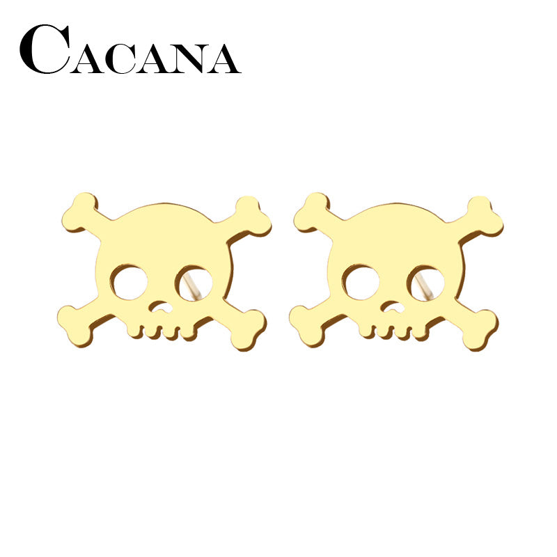 Stainless Steel Stud Earring For Women Man Skull Gold And Silver Color Lover's Engagement Jewelry Drop Shipping