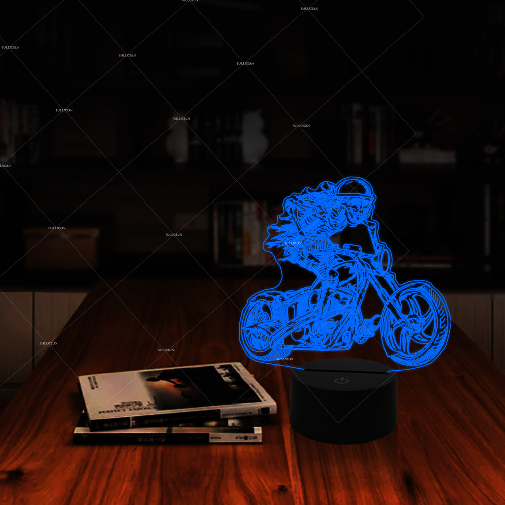 Car Addiction 3D motorcycle design illusion LED night light 7 changing colors presents for mountain bikers home decor club gift