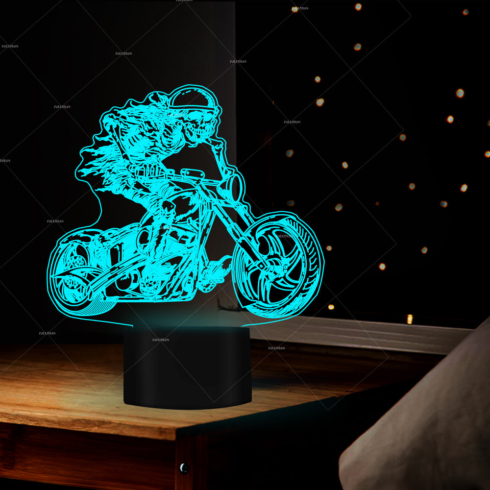 Car Addiction 3D motorcycle design illusion LED night light 7 changing colors presents for mountain bikers home decor club gift