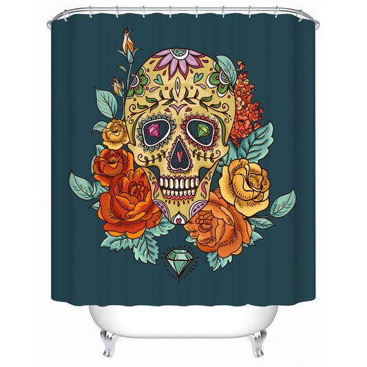 Cartoon Colored Skull Design Custom Shower Curtain Bathroom Waterproof Mildewproof Polyester Fabric