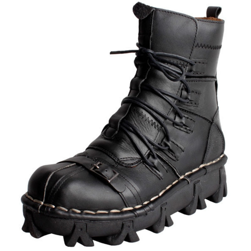 Cowhide Genuine Leather Work Boots Military Combat Boots