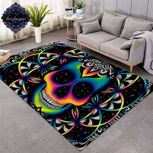 Large Carpets for Living Room Colorful Skull Area Rug