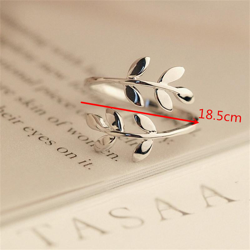 Charms Two colors Olive Tree Branch Leaves Open Ring for Women Girl Wedding Rings Adjustable Knuckle Finger Jewelry Xmas