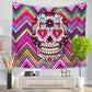 Coloful Skull Head Tapestry Wall Hanging Door Curtain Multi-purpose Beach Towel Yoga Mat Blanket Table Cloth Home Decor 1PC