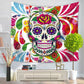 Coloful Skull Head Tapestry Wall Hanging Door Curtain Multi-purpose Beach Towel Yoga Mat Blanket Table Cloth Home Decor 1PC