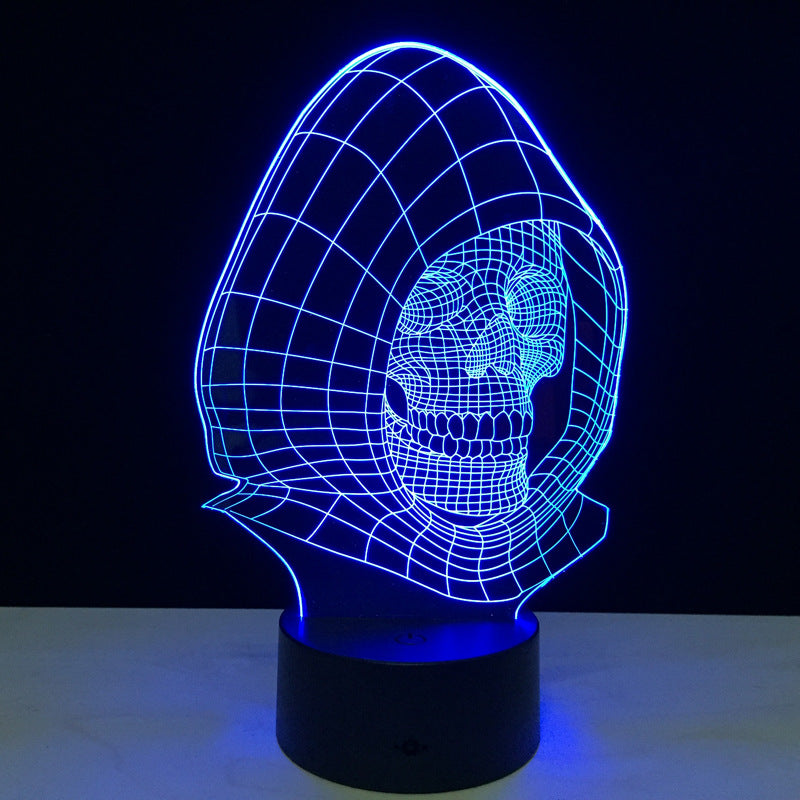 Colorful 3D skull LED lamp 3D lamp headlight visual creative gift table lamp night light colorful table lighting decoration