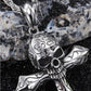 Stainless steel Skeleton skull Cross Pendant Men's Rope Necklace Gothic Jewelry 24'' Vintage